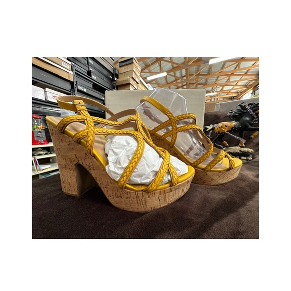 Sun + Stone Shoes - Sun + Stone Yellow Braided Platform Sandals size 10